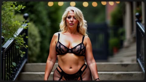 Big Butt Woman on the Stairs