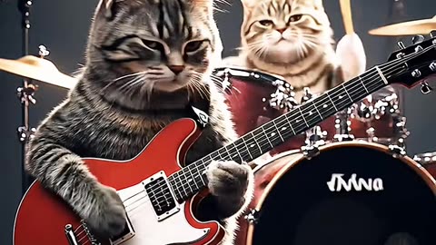 #rockandroll #ai #catlover #guitar #percussion #rock #animation #dub