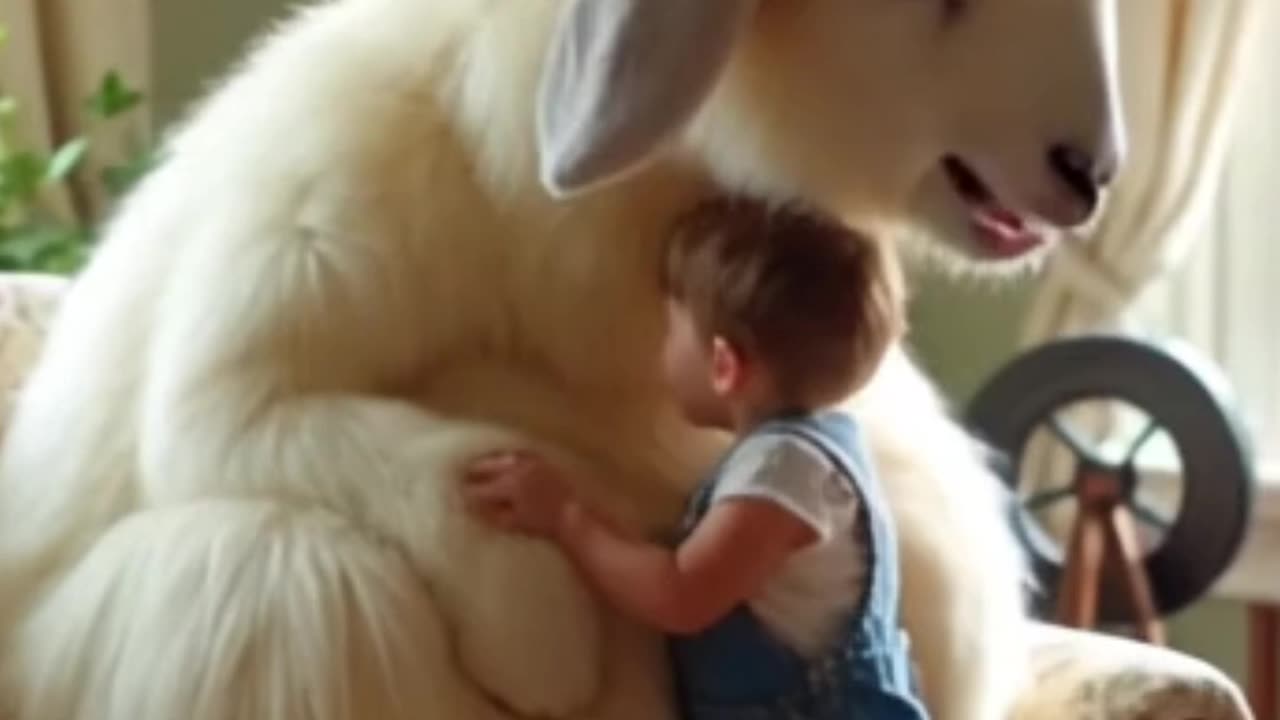 Cute Baby With Big Goat