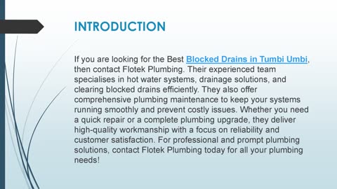 Best Blocked Drains in Tumbi Umbi