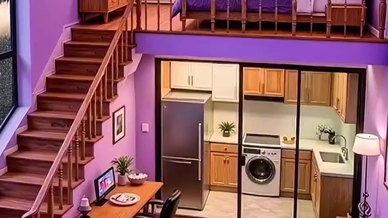 Dreamy Purple Loft Apartment Ambience