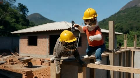 Funny Cats at Work 😂🐱 | This Went Totally Wrong!” “Cats Trying to Work on a Construction
