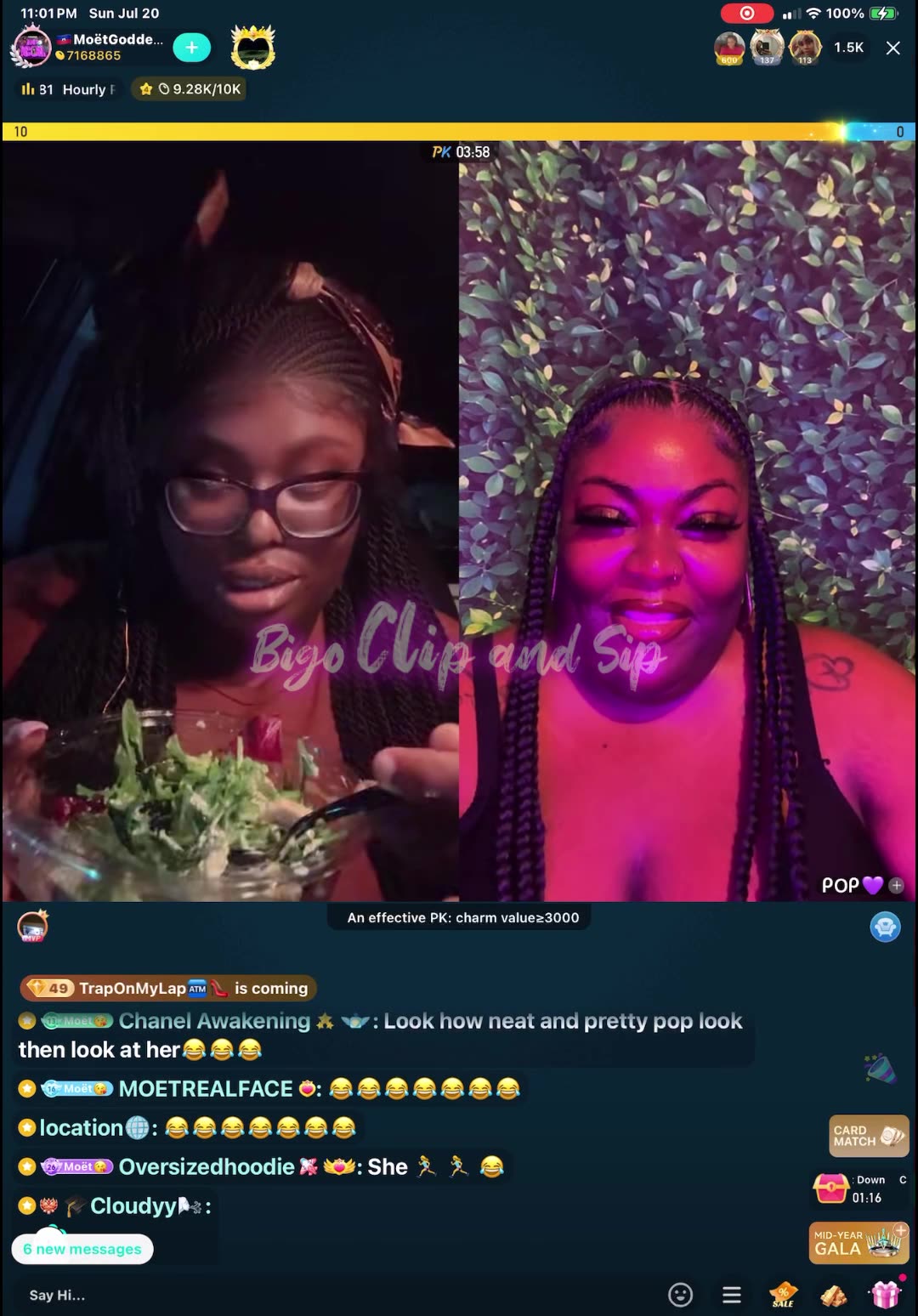 Moet lines Pop n things go left n she unlines n talks mess 7/20/25 #bigoclipandsip