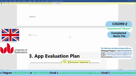 Student Work (Report) | CIS099-2 Assessment 1 - Computer Science & Engineering | Bedfordshire