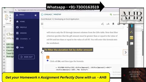SAM Textbook Project – Excel Module 12: Developing an Excel Application for Chestnut Academy Cengage