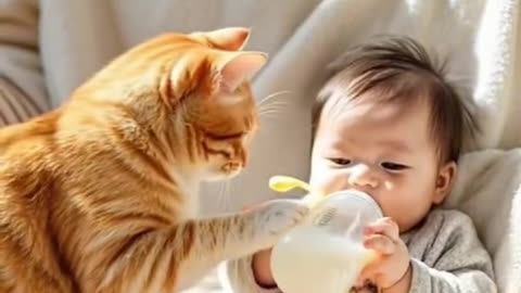 CAT HELP THE CHILD 🚸