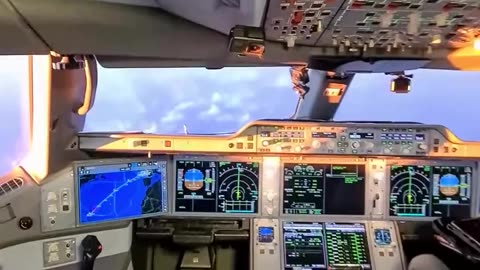 The cockpit of the latest Airbus A350