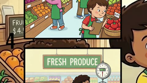 Kids Grocery Shopping Fun! 🛒🥦🍎