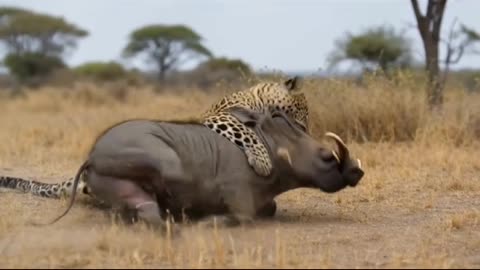 Leopard vs wild boar