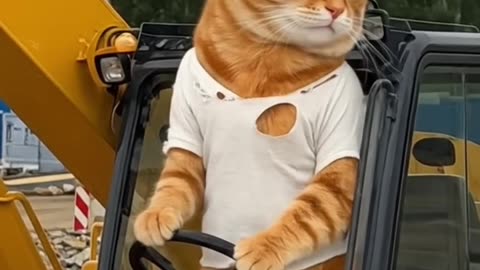 😿 Kitty's hard days at the construction site #ai
