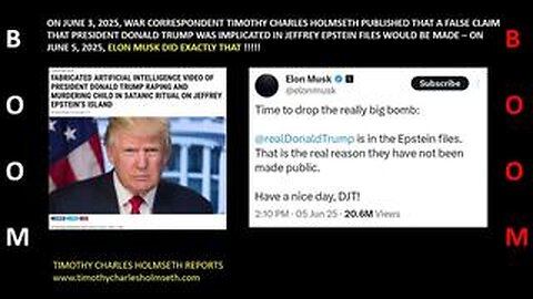 HOLMSETH REPORTS PREDICTED FALSE CLAIM TRUMP IS IN EPSTEIN FILES - ELON MUSK DID IT 2 DAYS LATER!