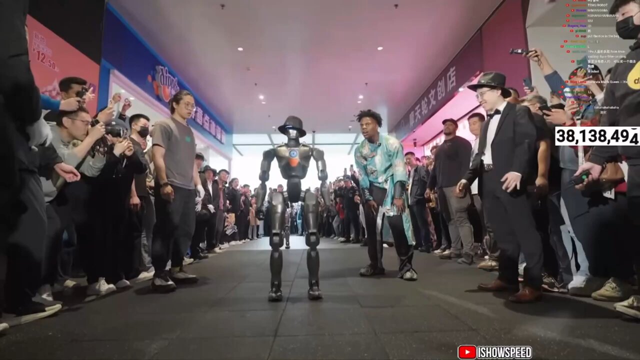 IShowSpeed meets a dancing robot.