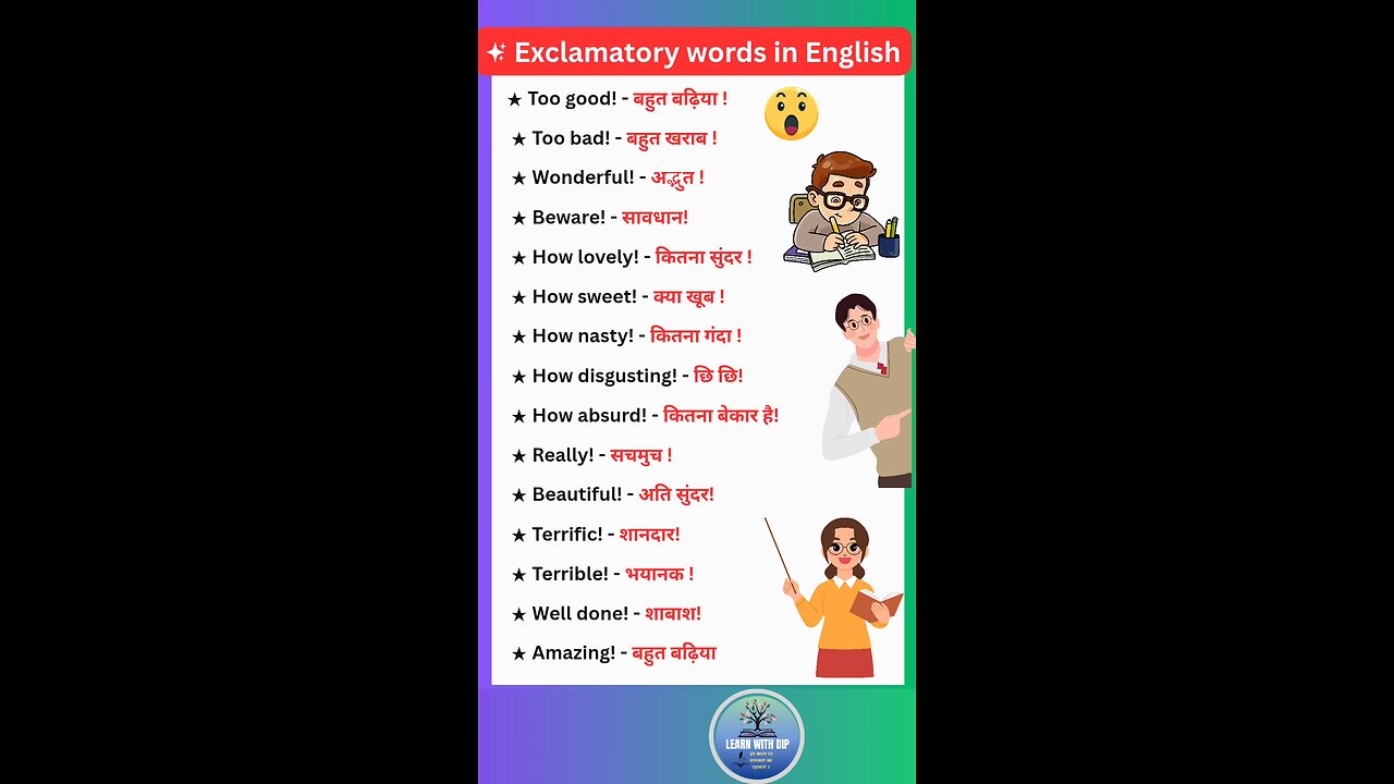 Exclamatory words in English and their meaning in hindi for ilets exam #english #words #shorts