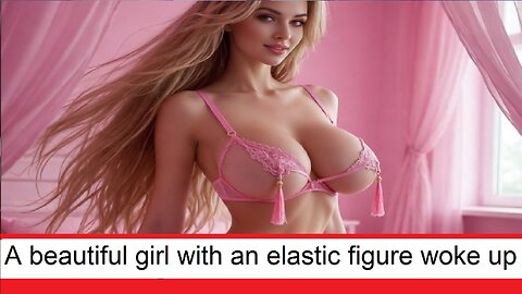 A beautiful girl with a firm figure has woken up and is getting ready for the beach