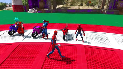 GTA V Spiderman Mega Ramp Boats, Cars, Motorcycle With Trevor and Friends Epic Stunt Map Challenge
