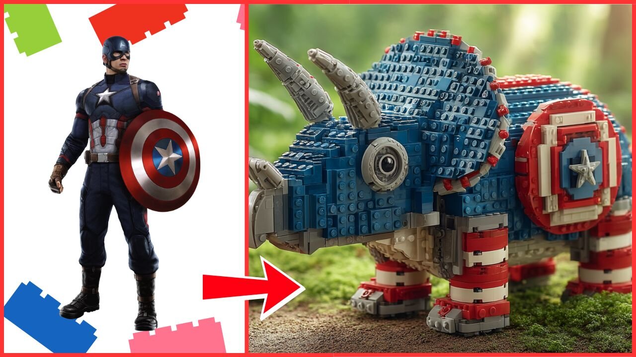 Superheroes As Lego Triceratops