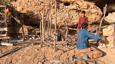 part2 Creating a beautiful wooden fence for the cave yard by the nomadic family"