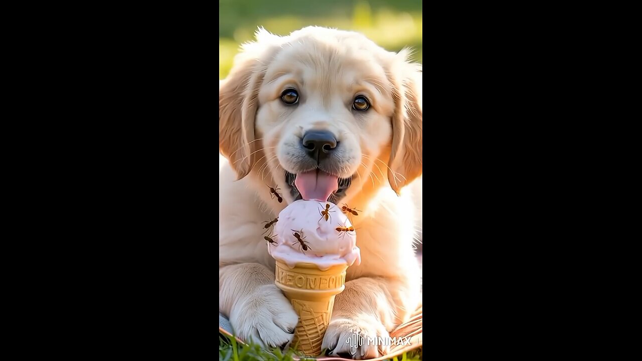The dog ate ants along with ice cream