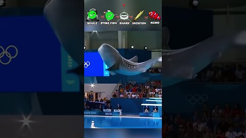 Whale vs Stingray vs Shark vs Jackfish vs Nemo-Olympic Diving Challenge