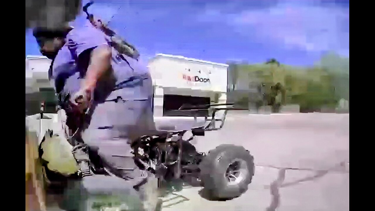Obese Leftist Vandal Assaults Tesla’s All Over City with a Quad Runner