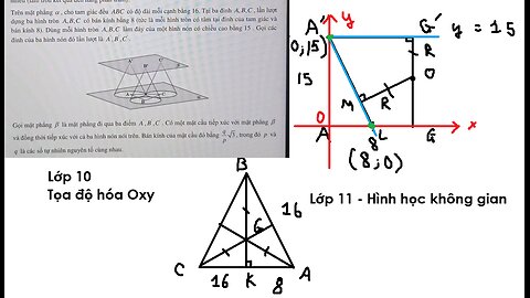 Toán 11: Trên mặt phẳng α, cho tam giác đều ABC có độ dài mỗi cạnh bằng 16. Tại ba đỉnh A,B,C, lần