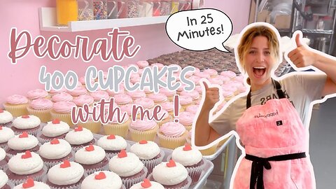 Satisfying Bakery Cupcake Decorating || Decorate 400 Cupcakes With Me! [Un-Edited] [ASMR]