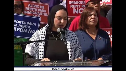 BREAKING NEWS:📣 A Muslim woman from LA protests for the rights for illegals to get rent subsidies.