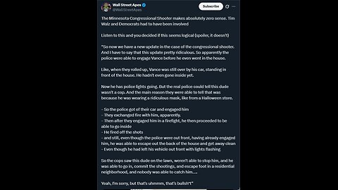 The Minnesota Congressional Shooter makes absolutely zero sense. Tim Walz and Democrats had...