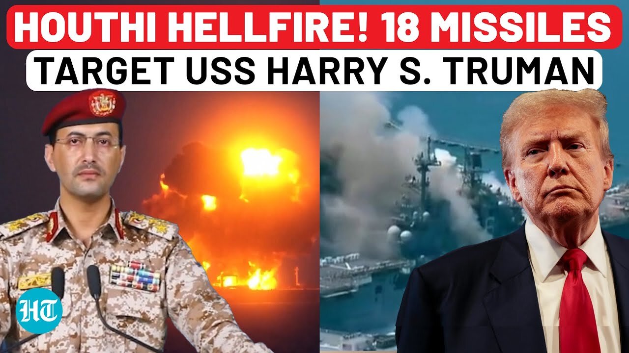 Houthis' Biggest Attack, Launch 18 Missiles & Drones To Target USS Harry S. Truman Aircraft Carrier