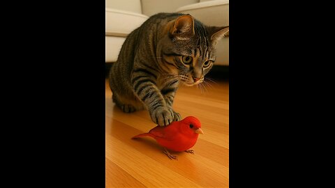 CAT Tries to Befriend a Red Cardinal – Fail or Friendship?