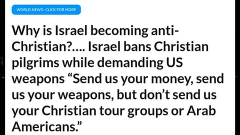 Israel finally showing it's true persona against Christians? Will Christian Zionist Wake Up?