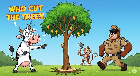 Cow vs Monkey – The Mango Tree Disaster! 🍋🐒”