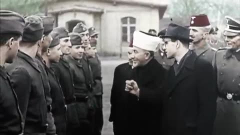 Grand Mufti in Jerusalem , Palestine in Germany inspecting troops
