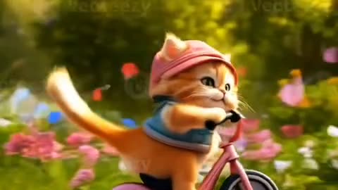 “Happy Cat Goes Cycling Like a Pro! 😹🚲 | Hilarious AI Animation”)