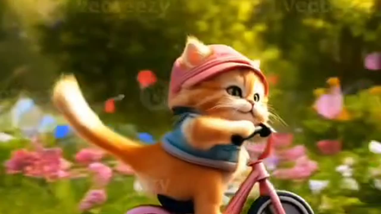 “Happy Cat Goes Cycling Like a Pro! 😹🚲 | Hilarious AI Animation”)