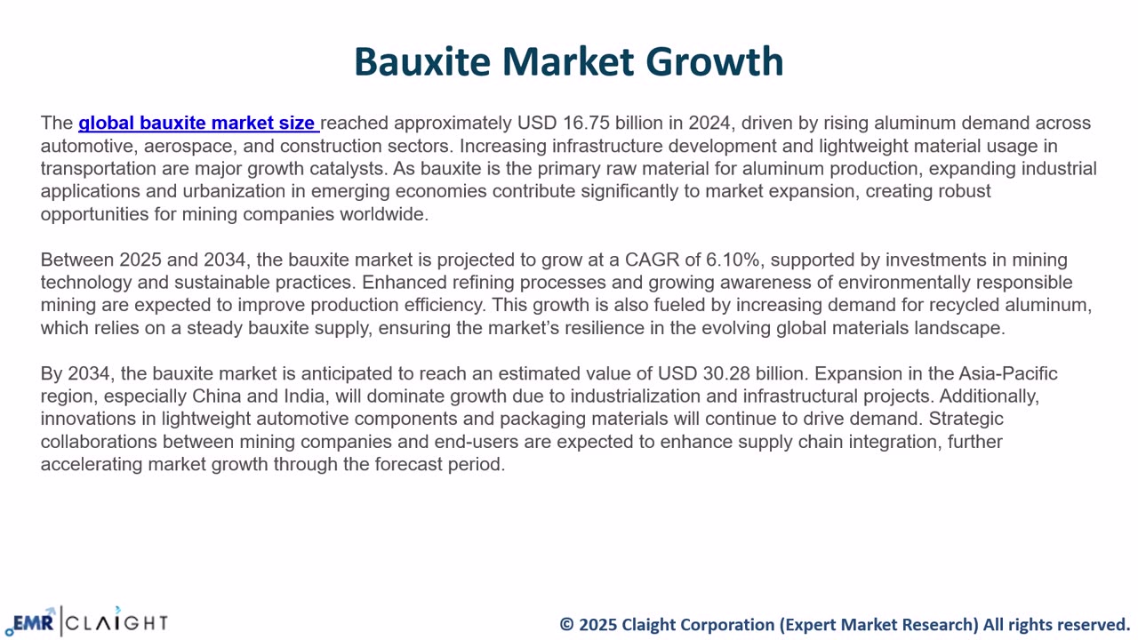 Bauxite Market Size, Share, Trends 2034