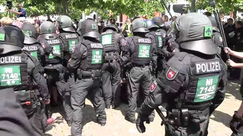 Antifa blocks 'Together for Germany' demonstration.