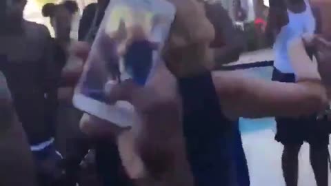 The savages harass weak and defenseless grandmother and then run away like rats. Unbearable.