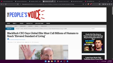 BLACKROCK CEO SAYS GLOBAL ELITE MUST CULL BILLIONS OF HUMANS #lastdays #endtimes #israelites