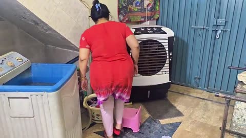Washing clothes with machine at home vlog daily routine
