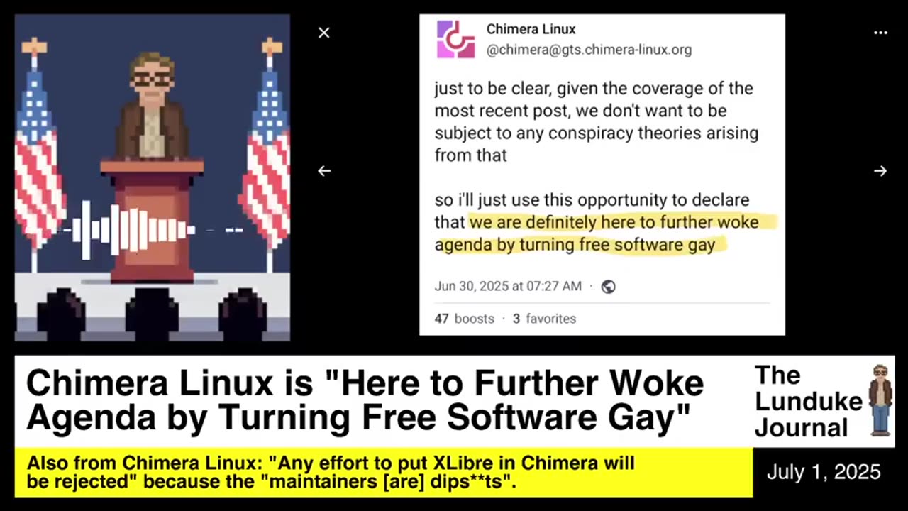 Chimera Linux is Here to Further Woke Agenda by Turning Free Software Gay