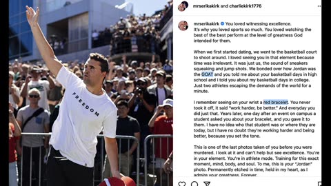 ERIKA KIRK POSTS GOODBYE TO CHARLIE & REFERENCES "GOAT & RED BRACLET"!