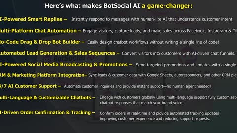 BotSocial AI handles everything from visitor engagement to product promotion, all on autopilot.