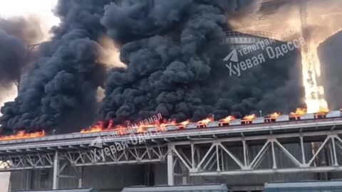 ‼️ Massive fire at the port in Chornomorsk, Odesa region.