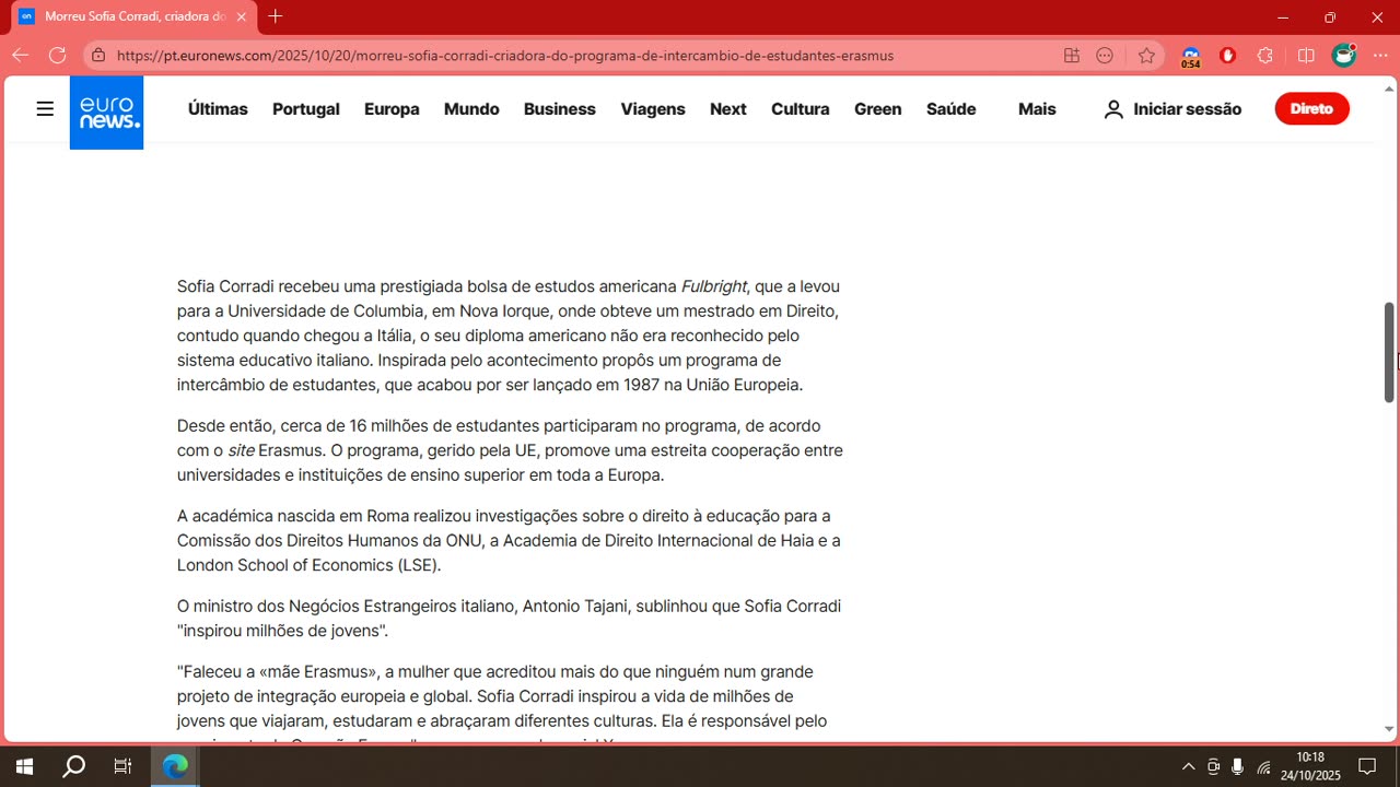 Morreu Sofia Corradi, criadora do programa de intercâmbio de estudantes Erasmus .mp4
