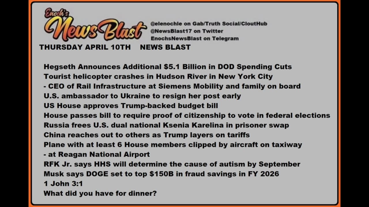 Thurssday April 10, 2025. News Blast