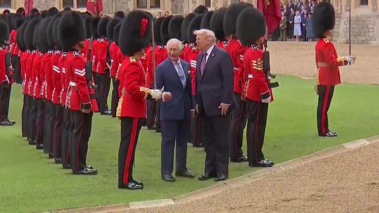 BREAKING: President Trump walks ahead of King Charles,