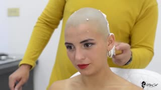beautiful girl long to forced headshave haircut buzzcut