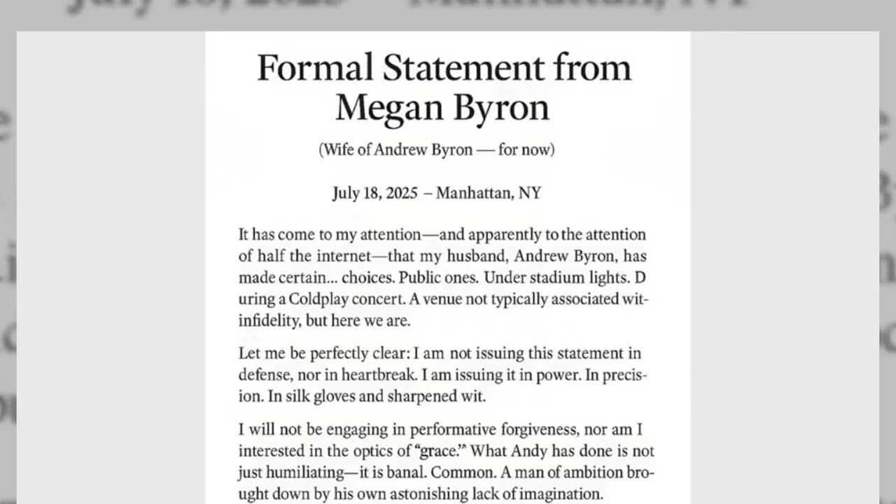 Fact Check: Authenticity Of 'Formal' Statement Attributed To Megan Byron Is UNCONFIRMED