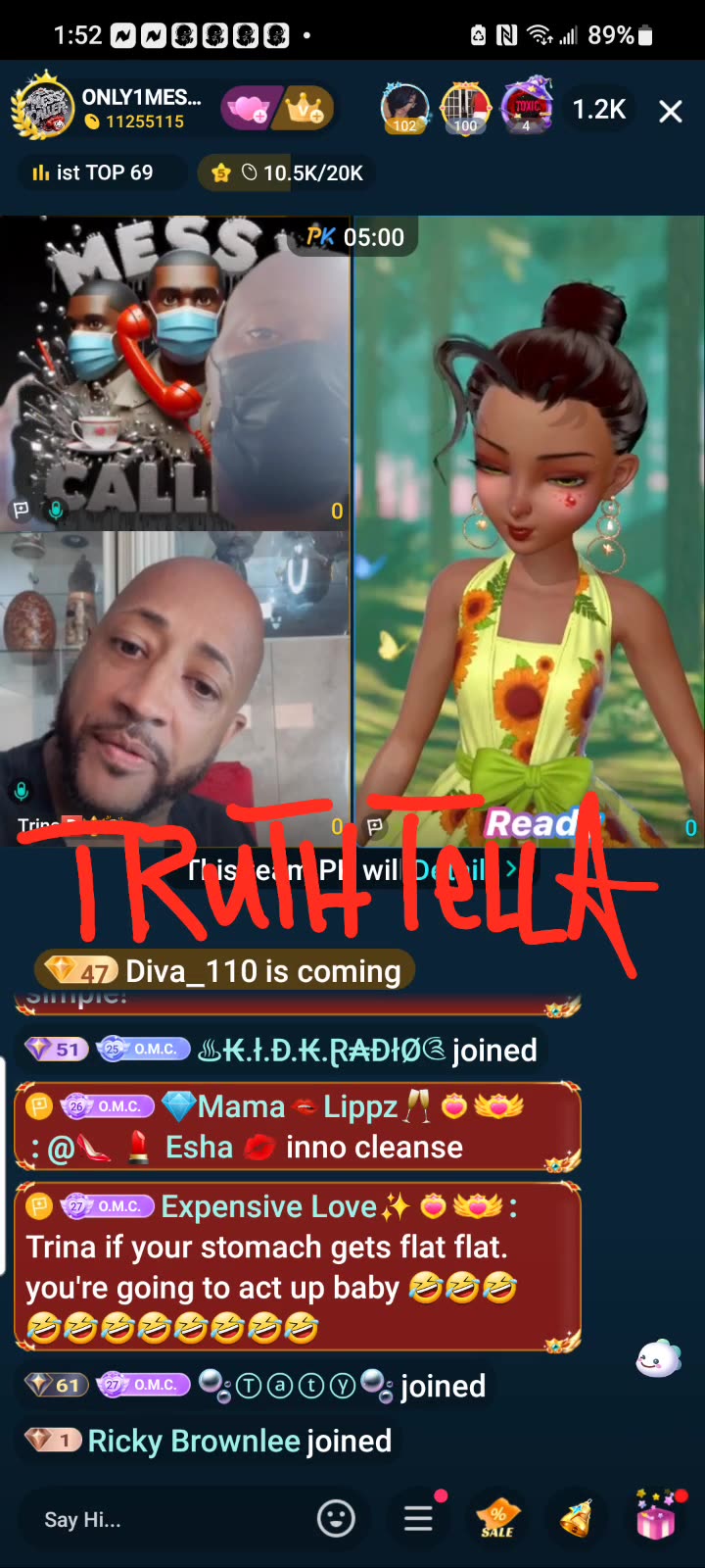 MESSY CALLER TEAM PK WITH TRINA B & LADYBEE